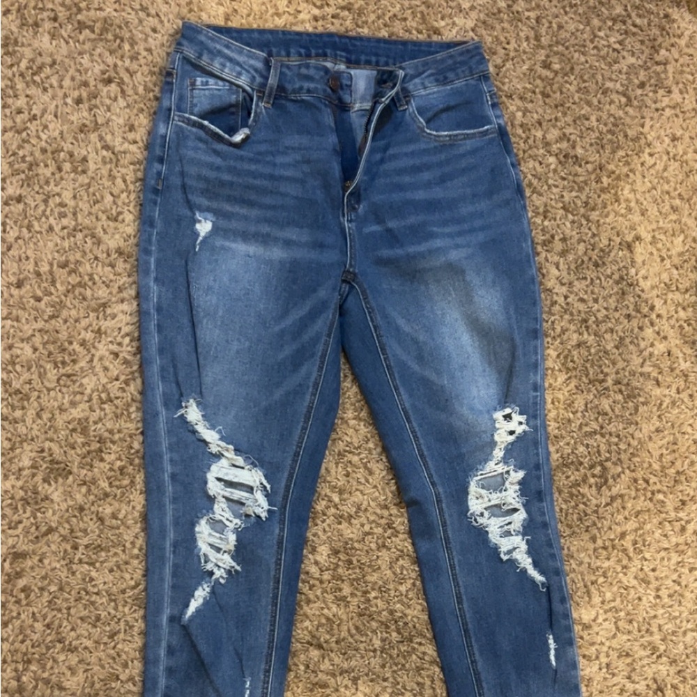 Distressed Blue Jeans
